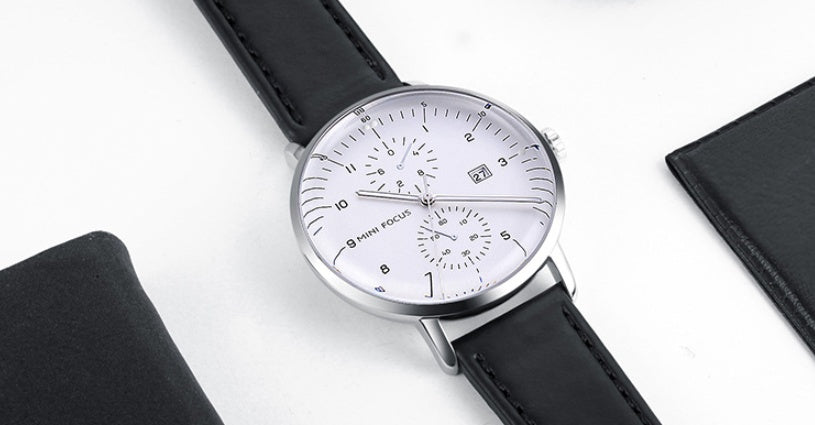 Mini Focus - Mens Executive Chrono Leather Curved Watch
