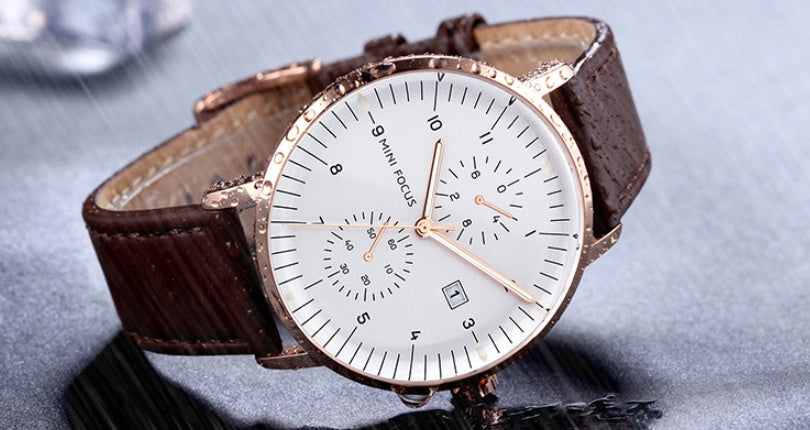 Mini Focus - Mens Executive Chrono Leather Curved Watch