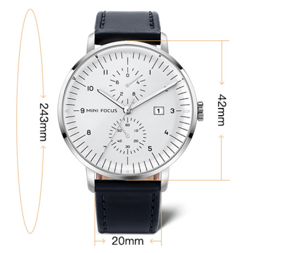 Mini Focus - Mens Executive Chrono Leather Curved Watch