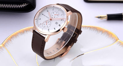 Mini Focus - Mens Executive Chrono Leather Curved Watch