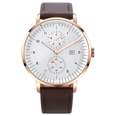 Mini Focus - Mens Executive Chrono Leather Curved Watch